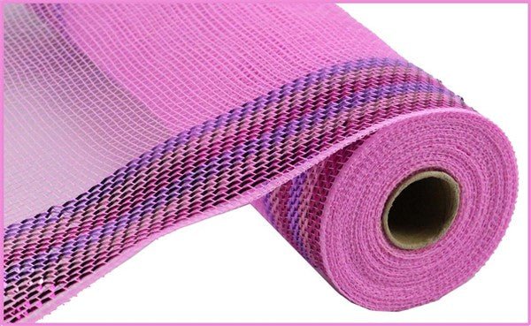 10" Border Stripe Metallic Mesh: Pink, Lavender, Hot Pink (10 Yards) RY8504H4 - White Bayou Wreaths & Supply