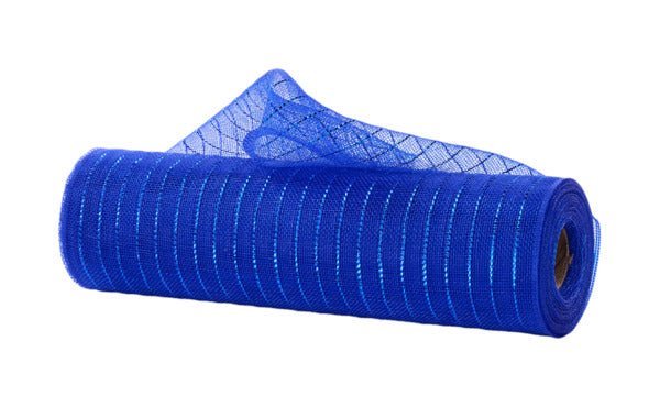 10" Fine Weave Metallic Mesh – Royal Blue with Metallic Foil (10 Yards) | RY500125 - White Bayou Wreaths & Supply