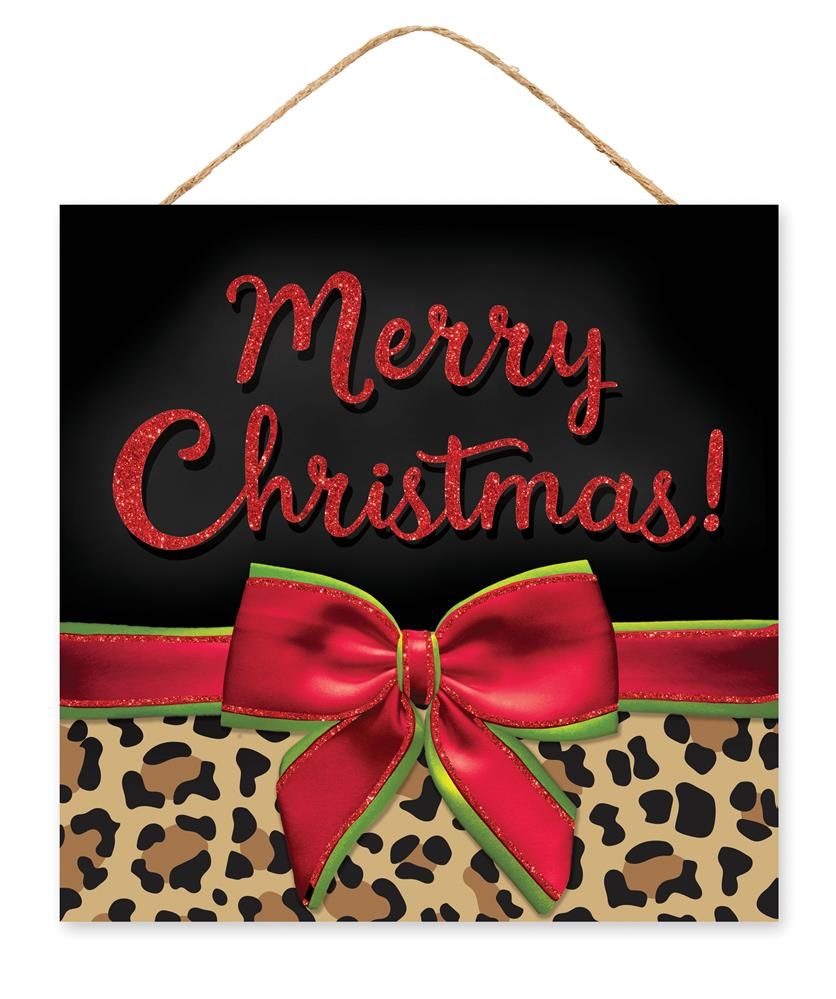 10" Leopard Print Merry Christmas Sign – AP8946 - White Bayou Wreaths & Supply