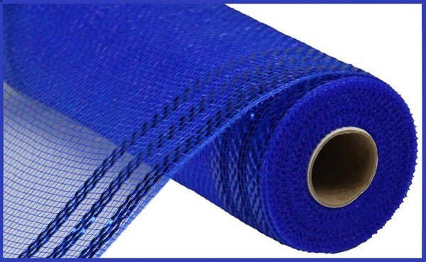 10" Metallic Border Mesh – Royal Blue w/ Blue Foil | RE850225 - White Bayou Wreaths & Supply
