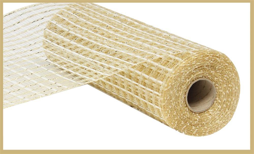 10" Thin Double Stripe Mesh: Champagne (10 Yards) RE1374MT - White Bayou Wreaths & Supply