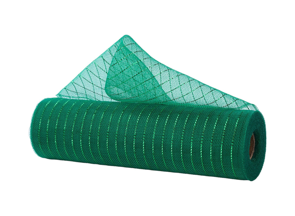 10" x 10yd Fine Weave Metallic Mesh: Emerald w/ Emerald Foil | RY500106 - White Bayou Wreaths & Supply
