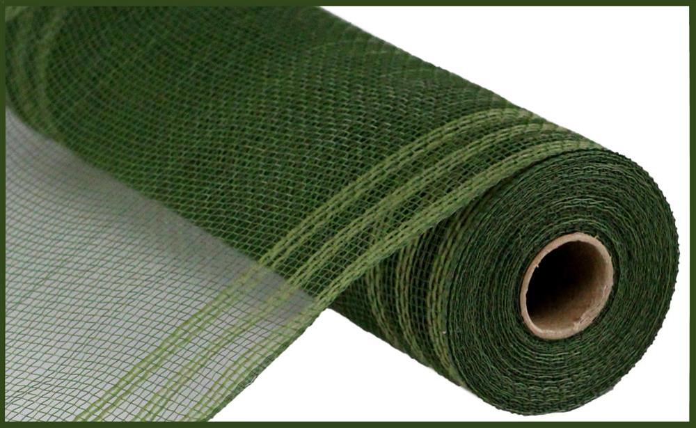 10.25" Faux Jute/Pp/Border Stripe: Moss Green (10 Yards) RY832449 - White Bayou Wreaths & Supply