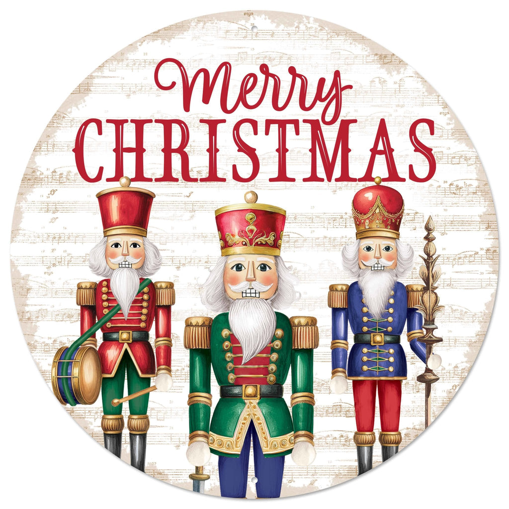 12" Dia Merry Christmas / Nutcracker Sign | MD1667A5 - White Bayou Wreaths & Supply