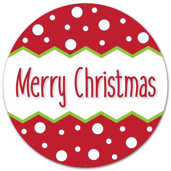 12" Diameter Metal Merry Christmas Sign - AP0140 - White Bayou Wreaths & Supply