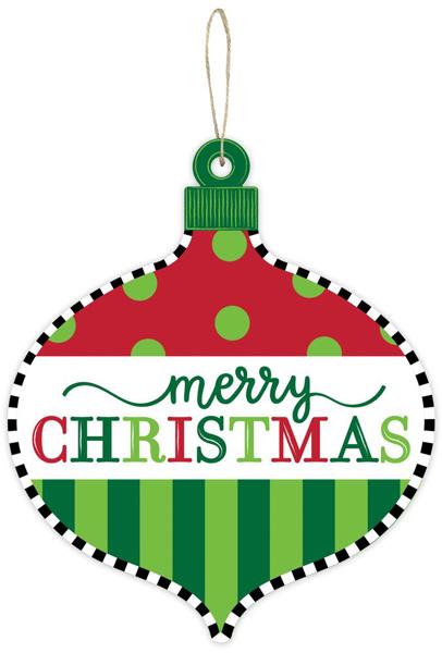 12" Merry Christmas Ornament Shape Sign – AP7159 - White Bayou Wreaths & Supply