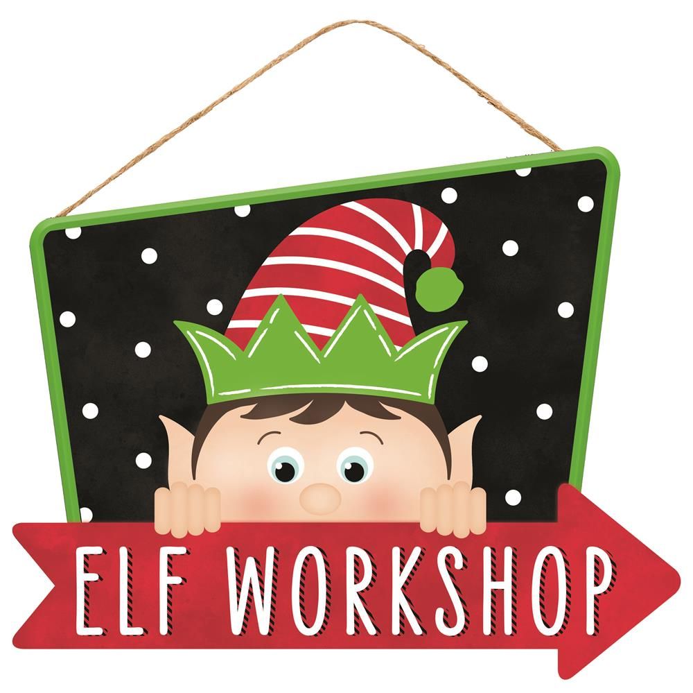 12.5" Elf Workshop Christmas Sign – AP7011 - White Bayou Wreaths & Supply