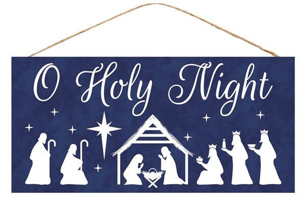 12.5" O' Holy Night Nativity Wreath Sign – Christmas Décor Attachment | AP7070 - White Bayou Wreaths & Supply