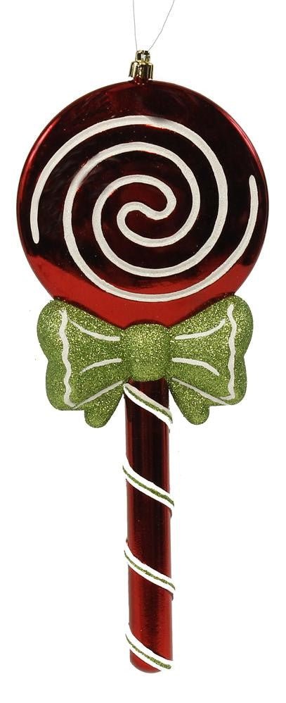 12.5"L x 5"Dia Lollipop Ornament: Red, White, Lime - XY8060 - White Bayou Wreaths & Supply