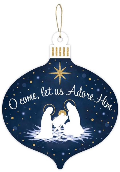 12"H x 10"L Let Us Adore Him Ornament Sign - AP7802 - White Bayou Wreaths & Supply