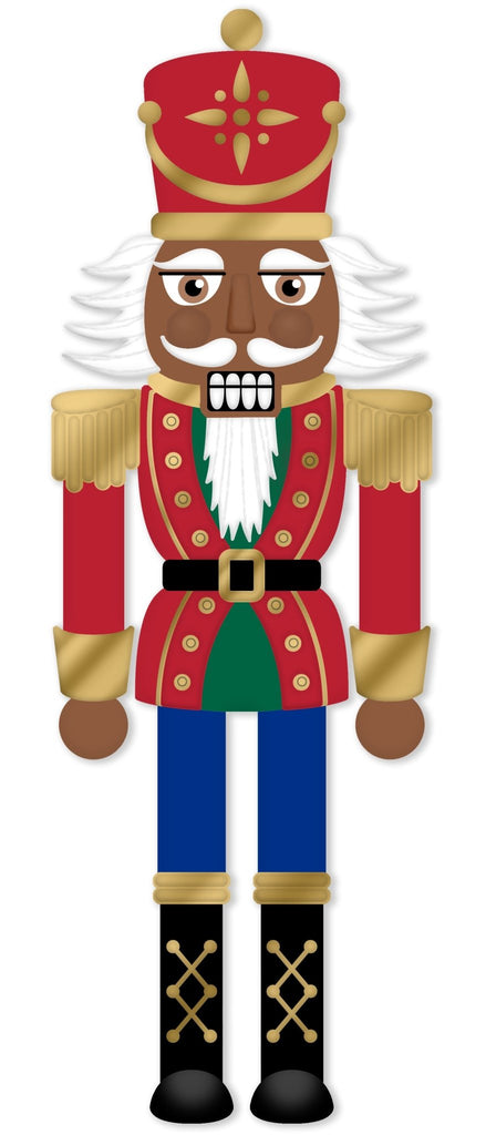 12"H x 4"L Traditional Nutcracker Sign: Dark Skin Tone - MD167002 - White Bayou Wreaths & Supply