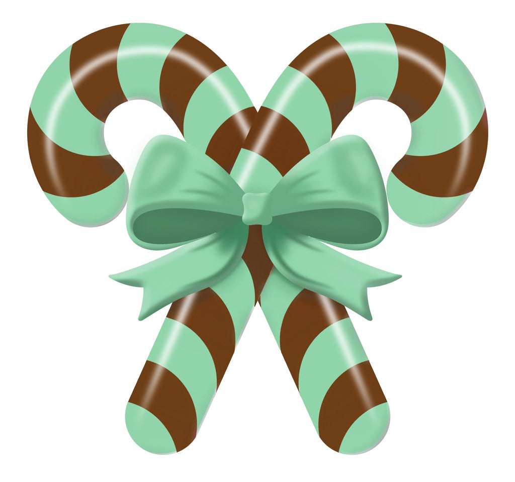13"L x 12"H Metal Embossed Candy Cane Sign – Mint Green & Brown | MD1365J2 - White Bayou Wreaths & Supply