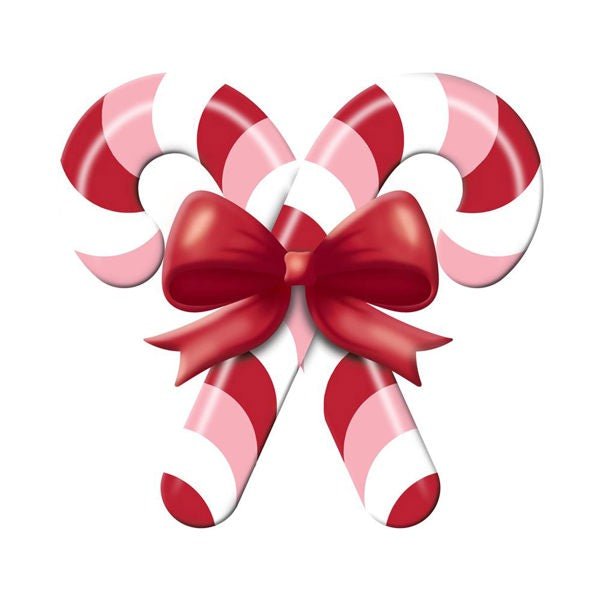 13"L x 12"H Metal/Embossed Candy Cane Sign - MD136593 - White Bayou Wreaths & Supply
