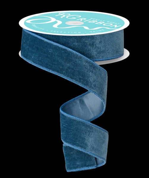 1.5" Deluxe Velvet/Satin Backing: Smoke Blue (10 Yards) RGE1658A2 - White Bayou Wreaths & Supply