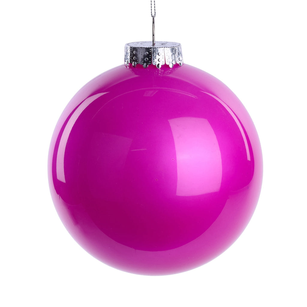150mm Fuchsia Lacquer/Glass Look Ornament – Shiny Christmas Decoration | XH966307 - White Bayou Wreaths & Supply