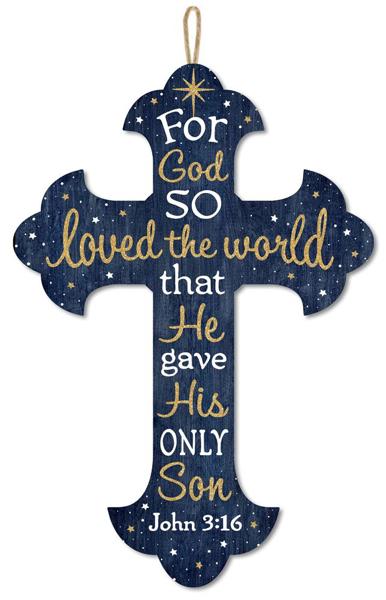16" God So Loved The World Cross – AP7803 - White Bayou Wreaths & Supply