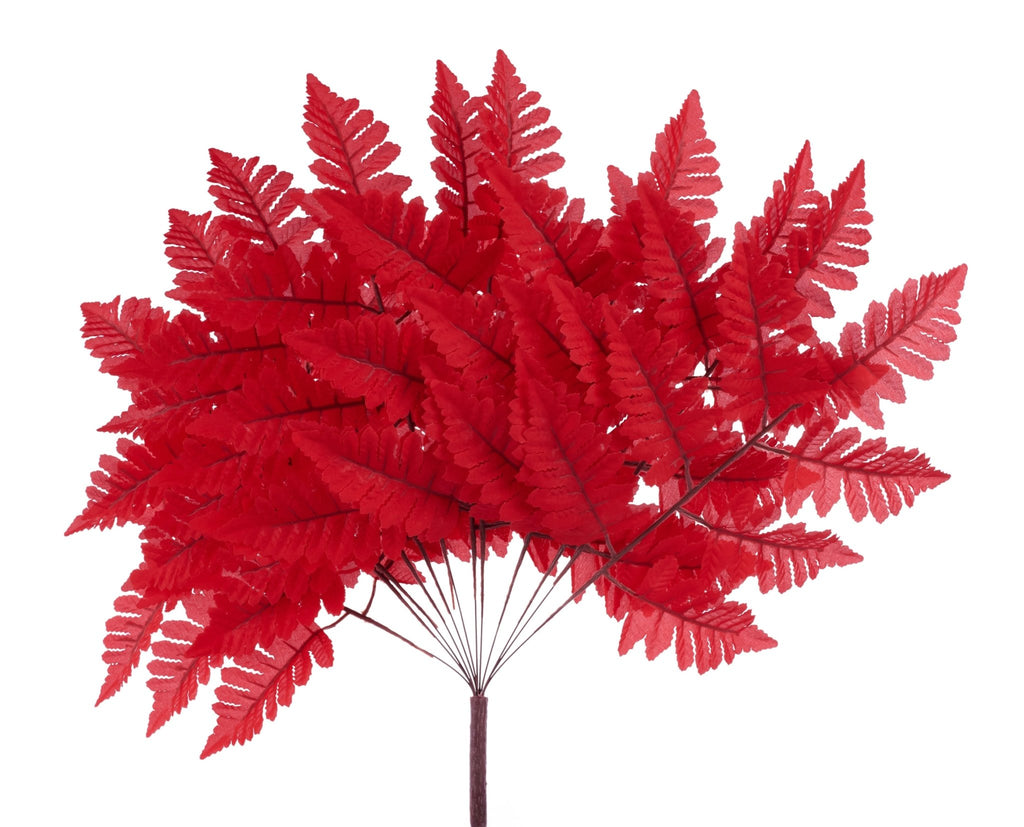 17"L Pull Apart Silk Leather Leaf Bush Red – 12 Pack Artificial Floral FG663624 - White Bayou Wreaths & Supply