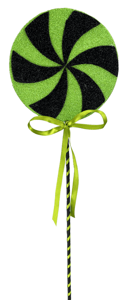 18" Green & Black Lollipop Pick – 5" Diameter | SKU: 57046GN - White Bayou Wreaths & Supply