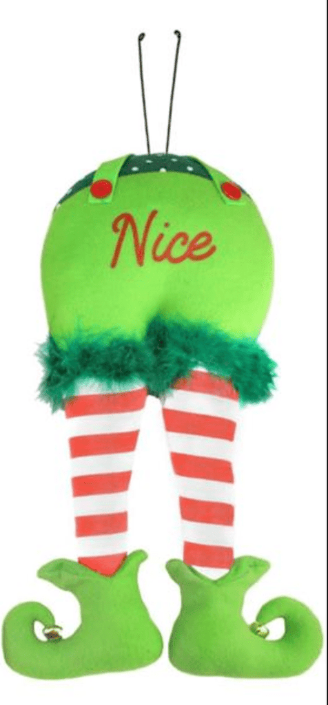 18" "Nice" Elf Bottom Wreath Attachment – Funny Christmas Décor | XC6132 - White Bayou Wreaths & Supply