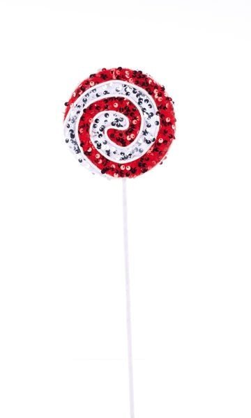 18" Sequin Peppermint Swirl Lollipop – Red & White | XC113739 - White Bayou Wreaths & Supply