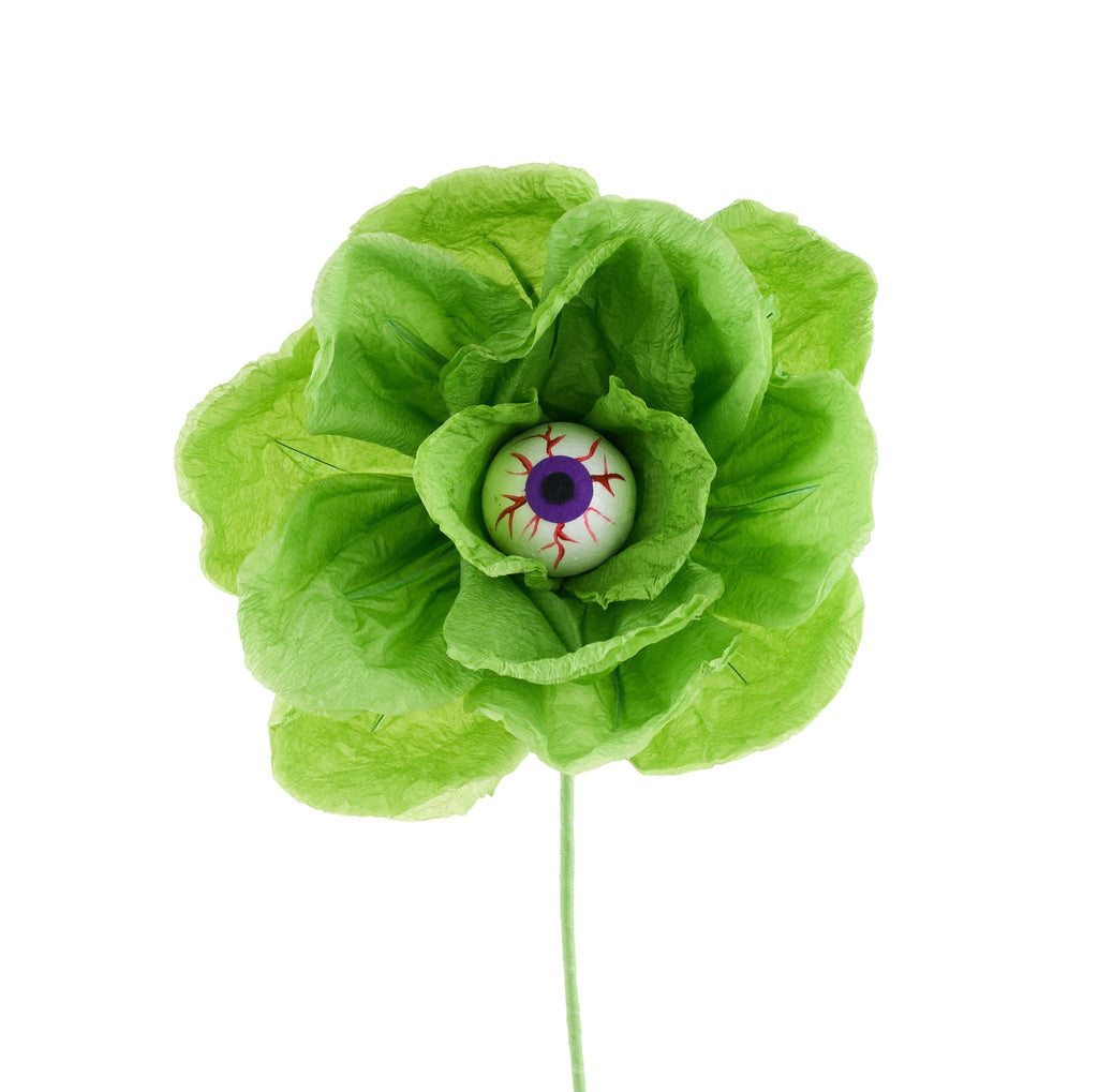 19"L Paper Rose/Eyeball Stem: Lime Green - HH761409 - White Bayou Wreaths & Supply