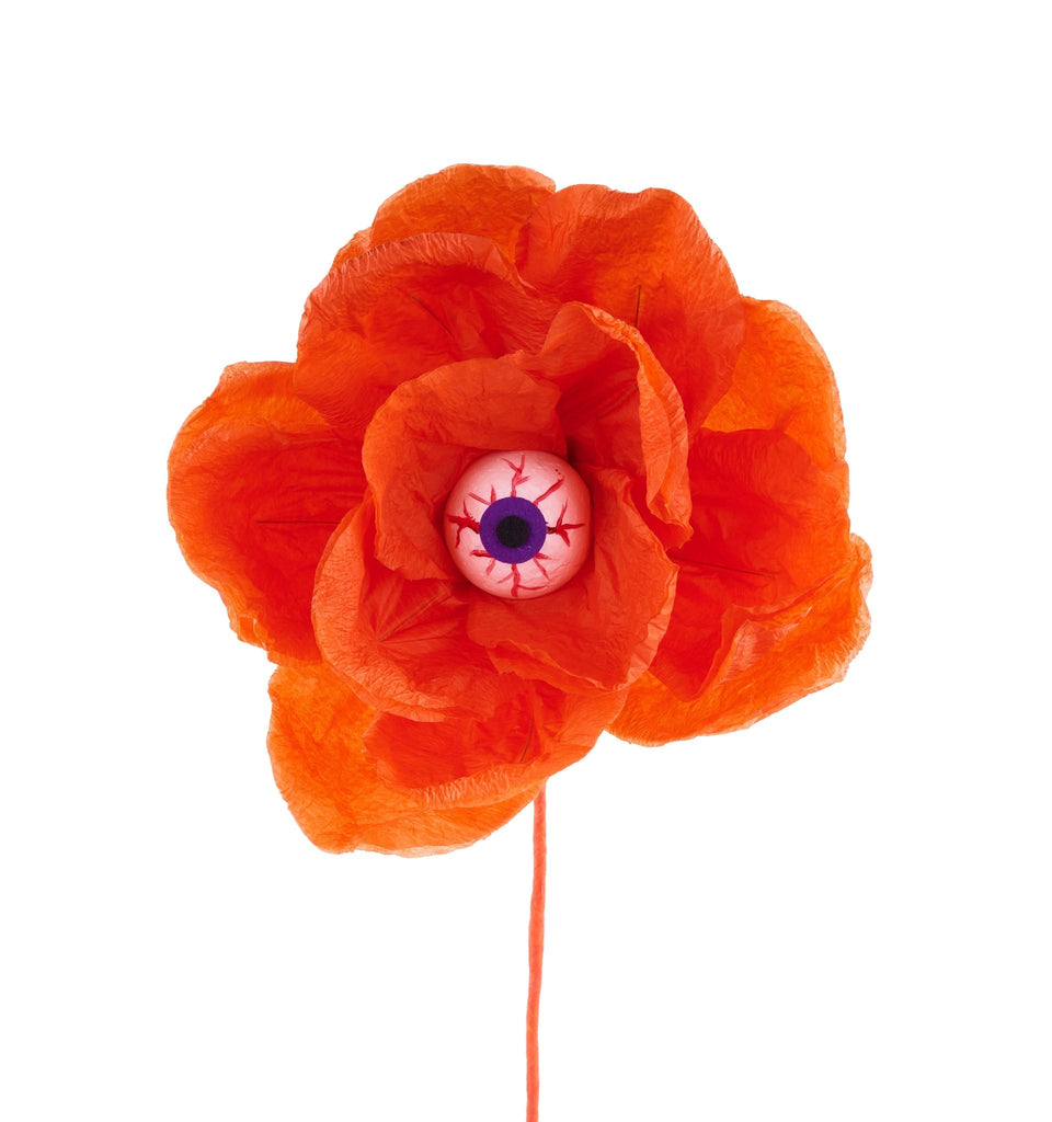 19"L Paper Rose/Eyeball Stem: Orange - HH761420 - White Bayou Wreaths & Supply