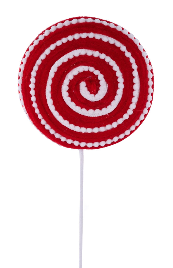20"L Velvet/Snowball/Striped Lollipop - XC120134 - White Bayou Wreaths & Supply
