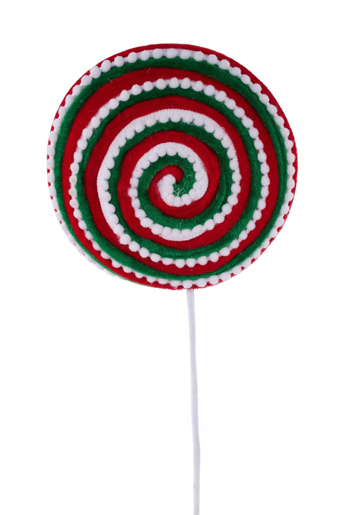 20"L Velvet/Snowball/Striped Lollipop - XC120136 - White Bayou Wreaths & Supply