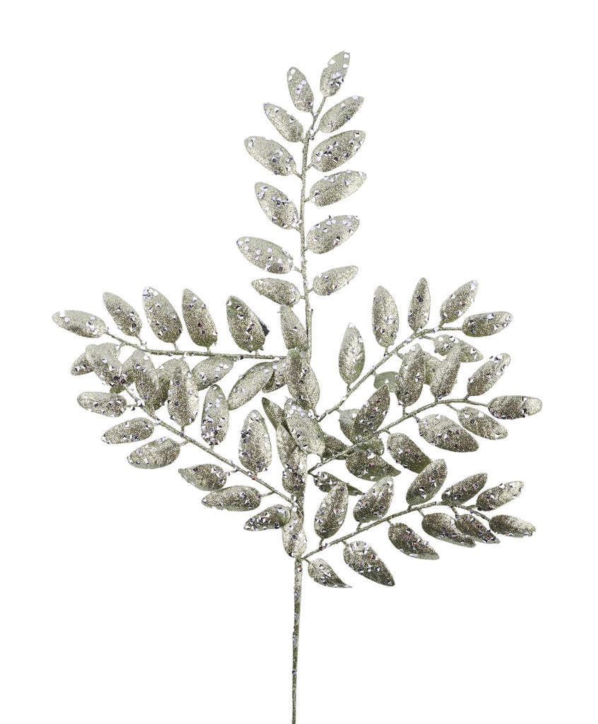 21"L Glitter Honey Locust Spray: Dark Sage Green | XS216979 - White Bayou Wreaths & Supply