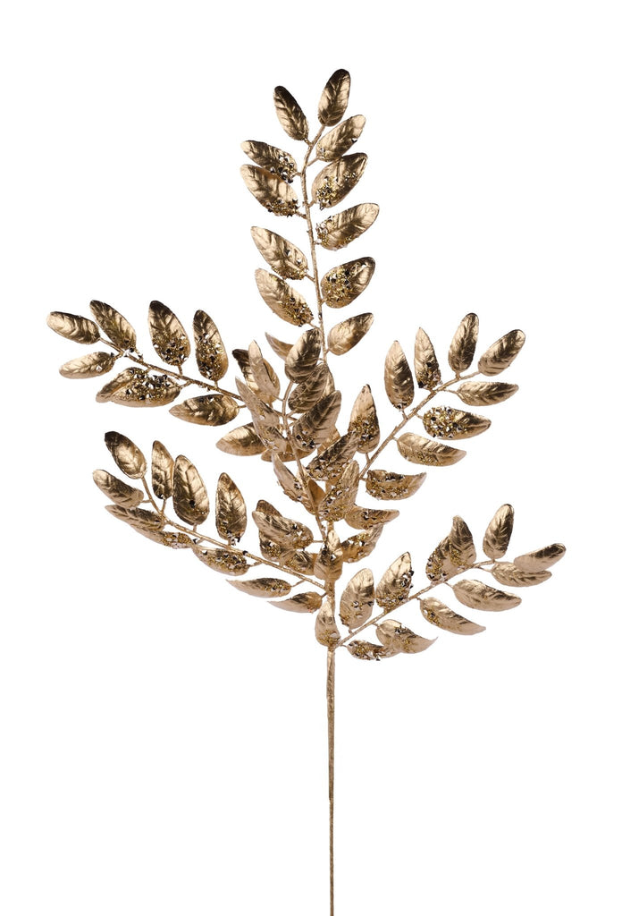 21"L Glitter Honey Locust Spray: Gold | XS253908 - White Bayou Wreaths & Supply