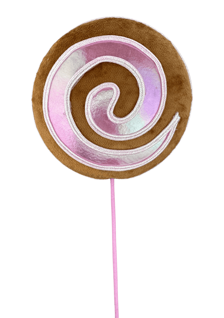 22" Gingerbread Candy Lollipop Spray – Pink Swirl Christmas Decoration (86444BNPK) - White Bayou Wreaths & Supply