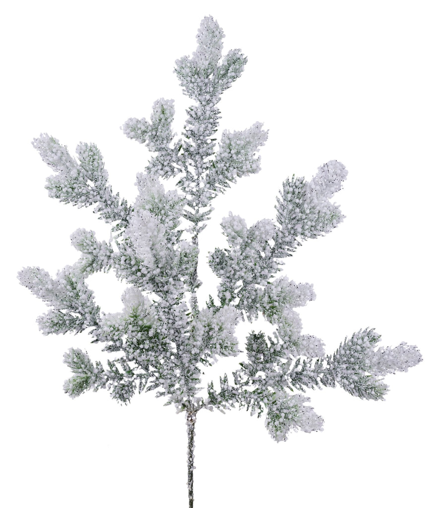 22" Snow Spruce Spray – Frosted Artificial Christmas Greenery - XX8820 - White Bayou Wreaths & Supply