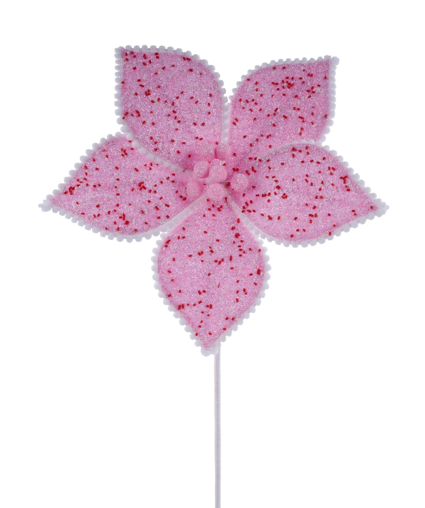 22"L Glitter /Sprinkles /Snowball Poinsettia: Pink, Red, White | XS4171J8 - White Bayou Wreaths & Supply