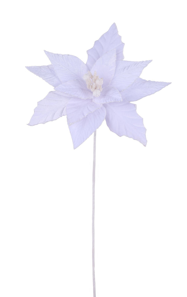 22"L x 11.5"Dia Velvet Poinsettia White - XS408727 - White Bayou Wreaths & Supply