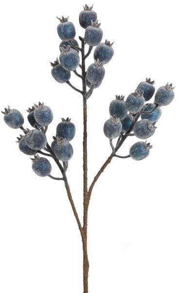 24"L Iced Berry Spray: Blue - EC418303 - White Bayou Wreaths & Supply