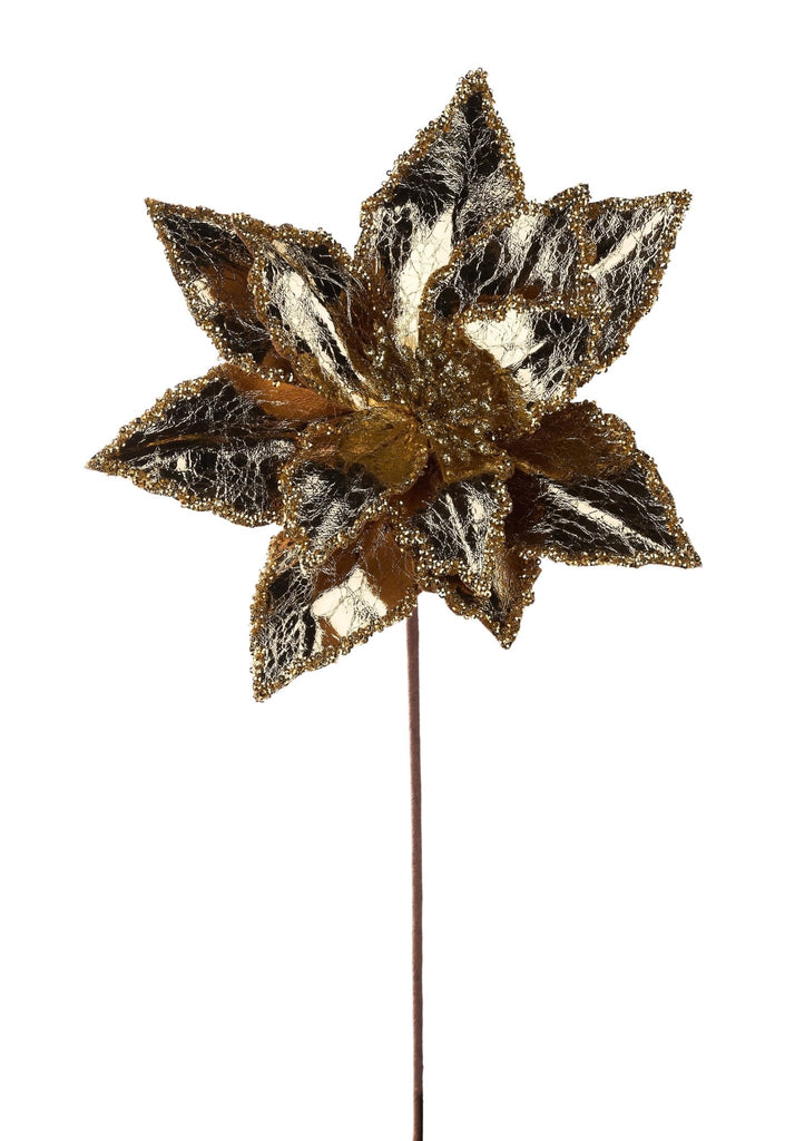 24"L x 12"Dia Metallic Poinsettia Stem Gold - XS401608 - White Bayou Wreaths & Supply