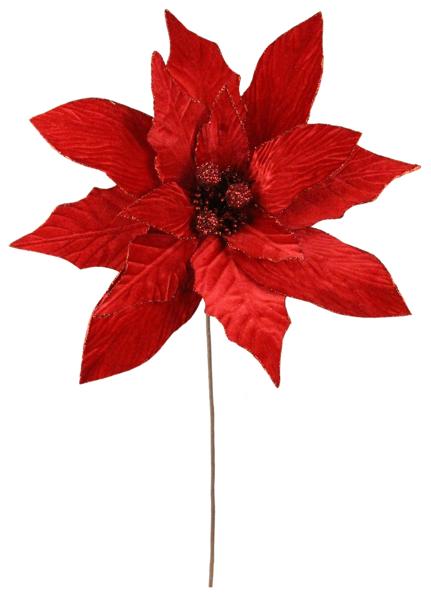 24"L x 17.5" Dia Poinsettia Stem: Red - XS382424 - White Bayou Wreaths & Supply