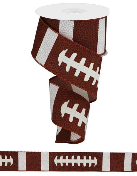 2.5" Football Laces: Brown, White (10 Yards) RG1093 - White Bayou Wreaths & Supply