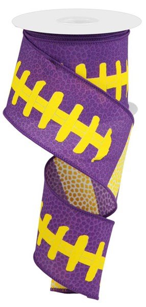 2.5" Football Laces: Purple, Yellow (10 Yards) RGC1262CN - White Bayou Wreaths & Supply