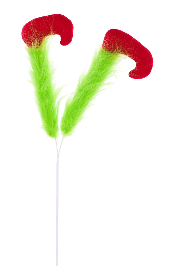 25" Furry Elf Legs Pick – Lime Green & Red Christmas Tree Decoration - XP3852 - White Bayou Wreaths & Supply