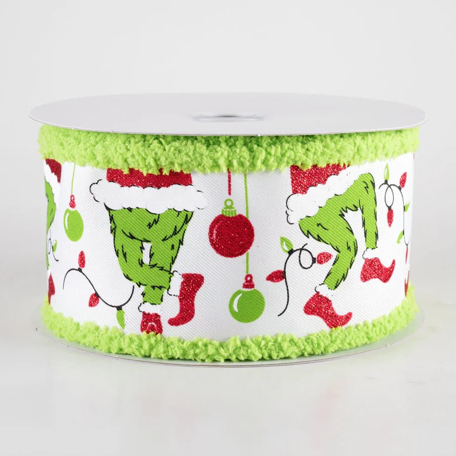2.5" Furry Elf Legs/Drift: White, Red, Lime (10 Yards) RGC8242 - White Bayou Wreaths & Supply