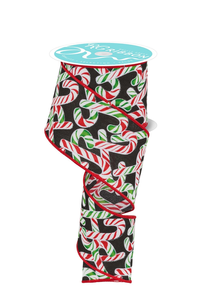 2.5" Glitter Candy Cane Ribbon – 10 Yards | RGF122902 - White Bayou Wreaths & Supply