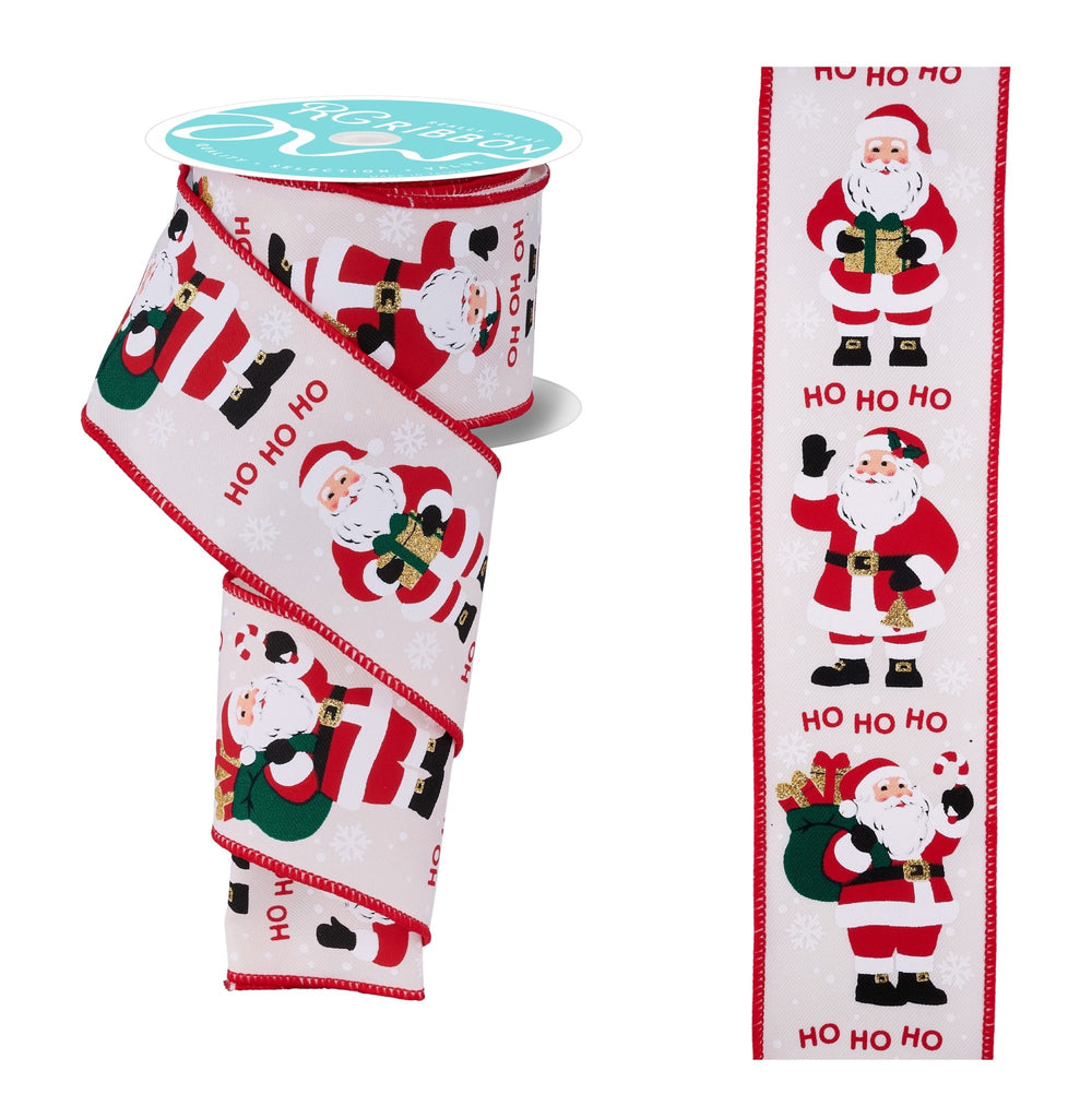 2.5" Santa Claus: Ivory, Red, White (10 Yards) RGF195230 - White Bayou Wreaths & Supply