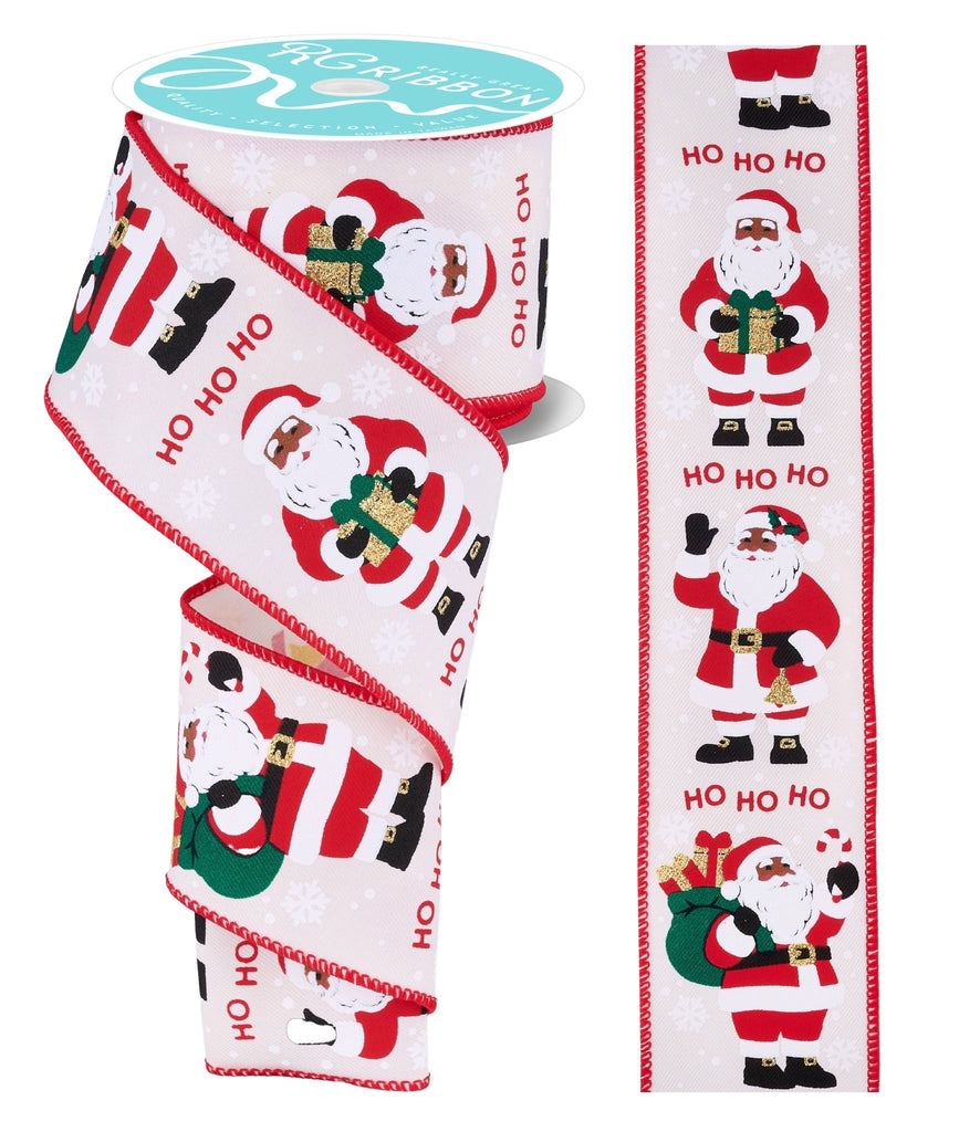 2.5" Santa Claus Ribbon – Red/White | RGF1952EX - White Bayou Wreaths & Supply