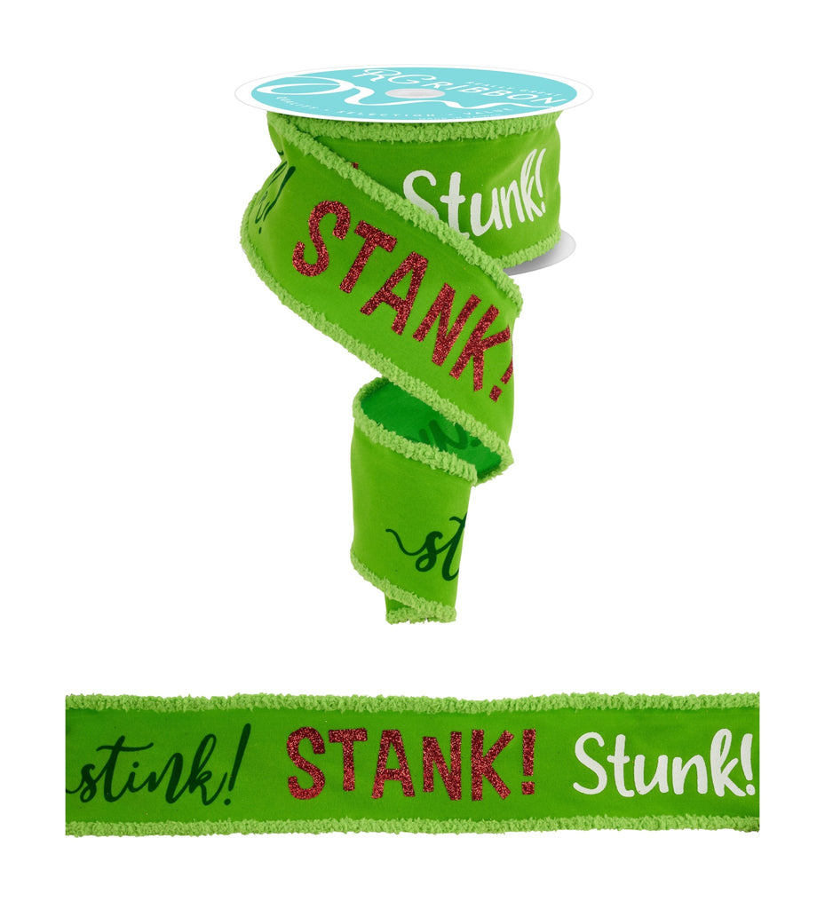 2.5" Stink Stank Stunk/Velvet/Drift: Lime, Red, White, Emerald (10 Yards) RGC824833 - White Bayou Wreaths & Supply