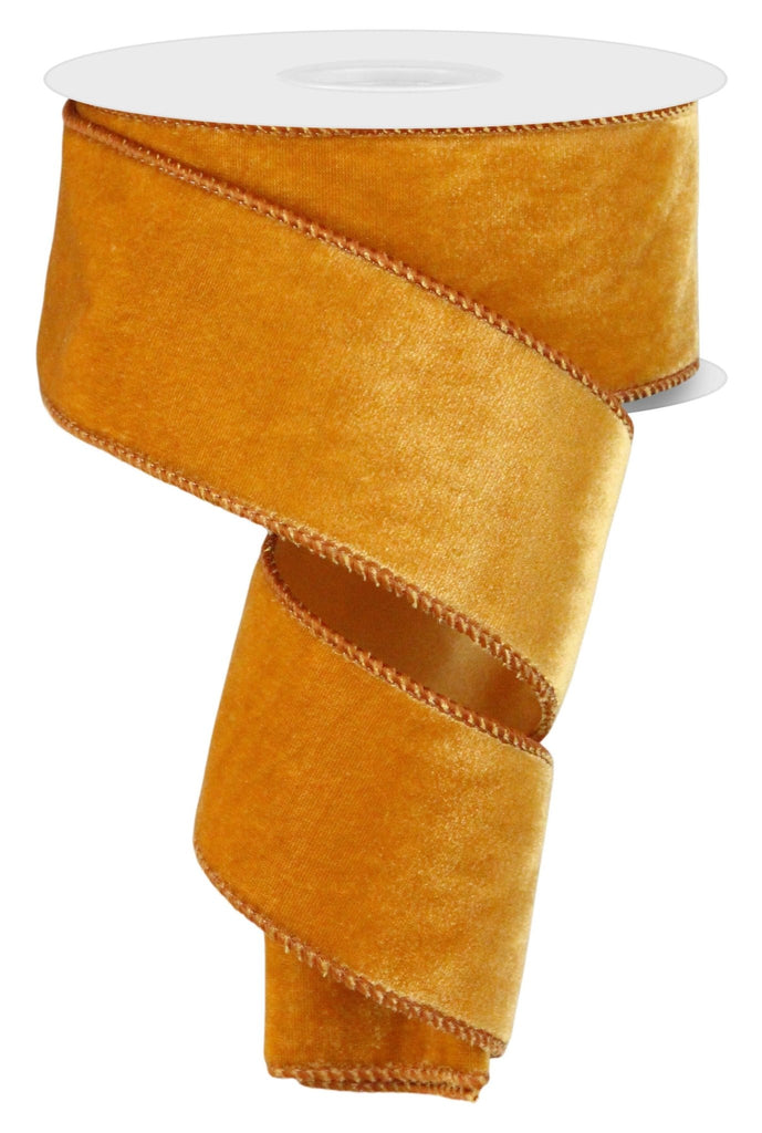 2.5" x 10yd Deluxe Velvet/Satin Backing Antique Gold - RGE165972 - White Bayou Wreaths & Supply