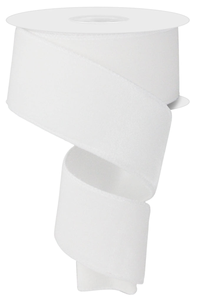 2.5" x 10yd Deluxe Velvet/Satin Backing White - RGE165956 - White Bayou Wreaths & Supply