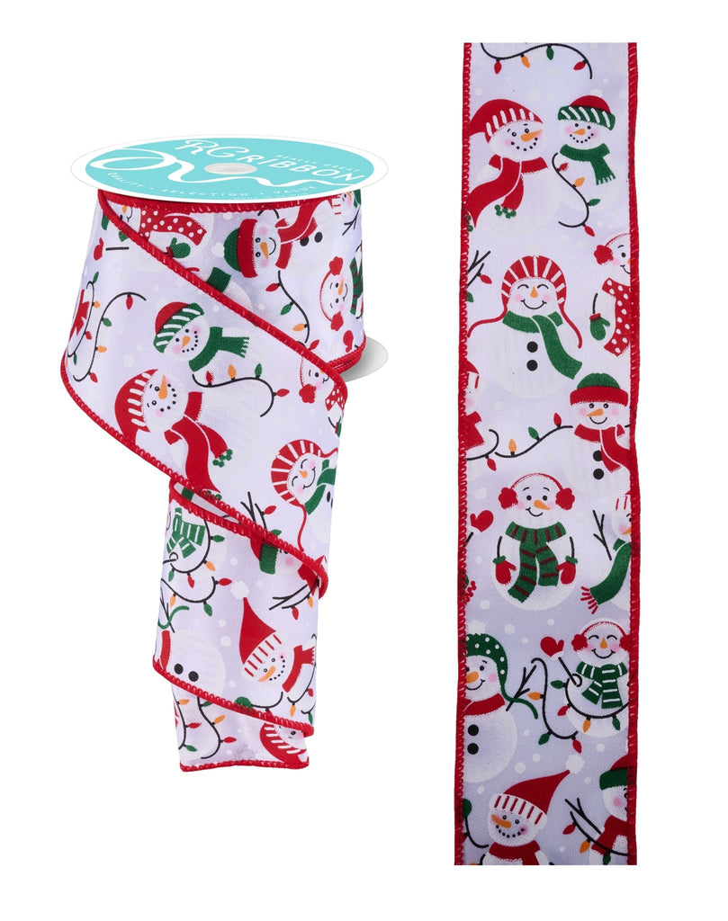 2.5" x 10yd Snowman W/Christmas Lights White/Multi - RGF167027 - White Bayou Wreaths & Supply