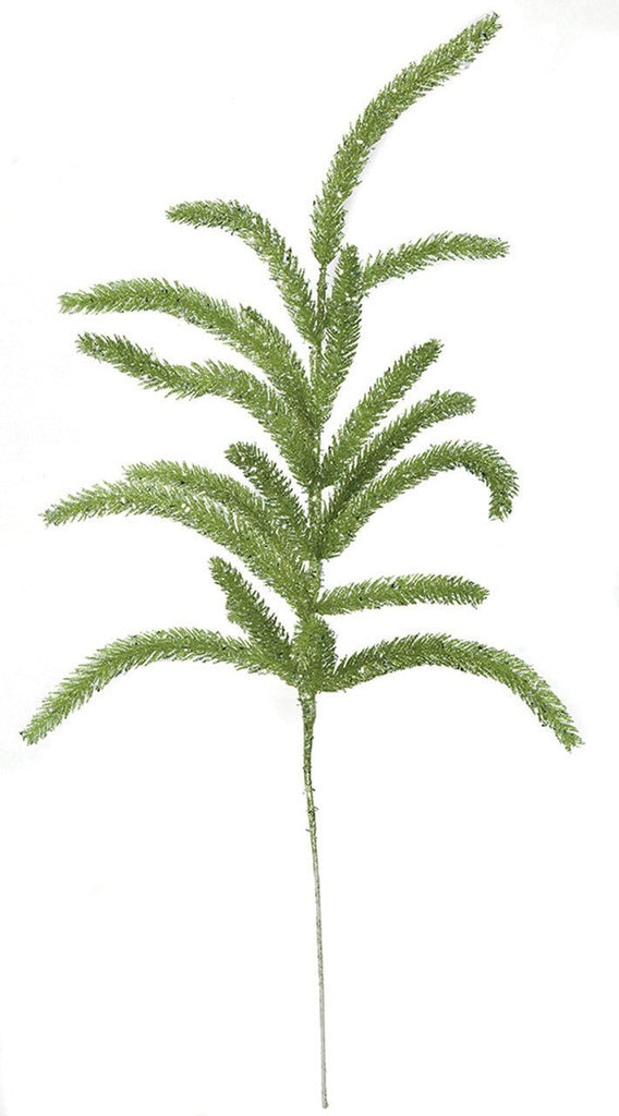 26" Glittered Tudor Pine Spray – Green Sparkle Holiday Stem | A - 170250 - White Bayou Wreaths & Supply