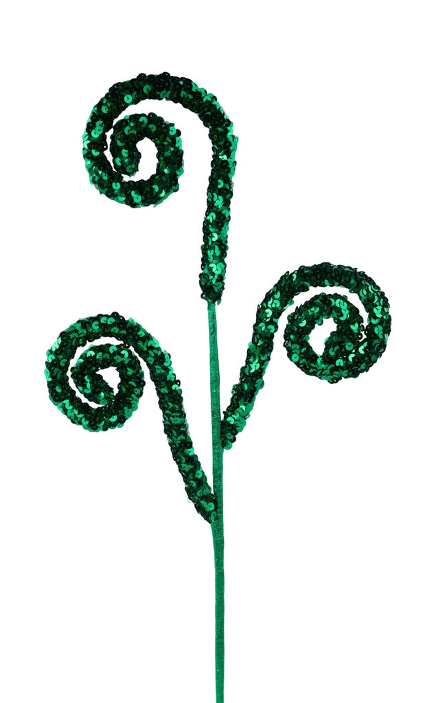 27" Sequin Coil Spray Emerald Green - XS141206 - White Bayou Wreaths & Supply